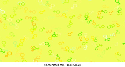 Light Green, Red vector backdrop with woman's power symbols. Abstract illustration with a depiction of women's power. Background for cell phones.