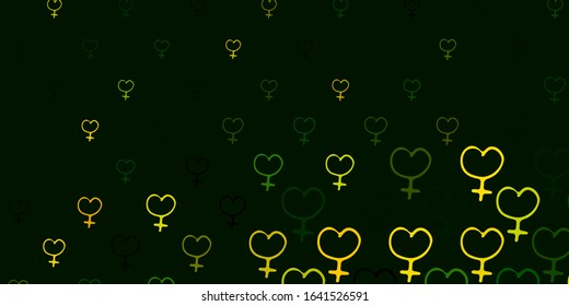 Light Green, Red vector backdrop with woman's power symbols. Illustration with signs of women's strength and power. Elegant design for wallpapers.