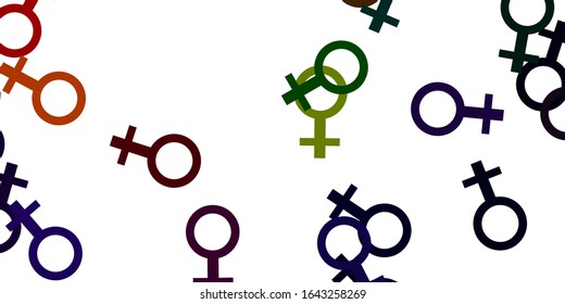Light Green, Red vector backdrop with woman's power symbols. Colorful illustration with gradient feminism shapes. Elegant design for wallpapers.