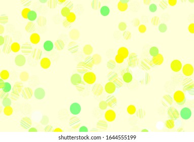Light Green, Red vector backdrop with dots. Blurred decorative design in abstract style with bubbles. New template for your brand book.