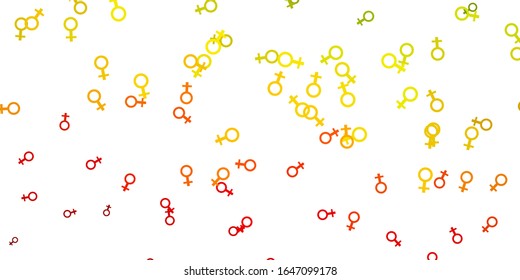 Light Green, Red vector backdrop with woman's power symbols. Colorful feminism symbols with a gradient in modern style. Background for International Women’s Day.