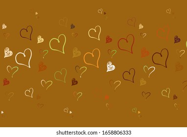 Light Green, Red vector backdrop with sweet hearts. Shining illustration with hearts on abstract template. Design for a business advert of anniversary.