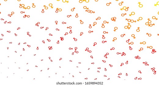 Light Green, Red vector backdrop with woman's power symbols. Colorful illustration with gradient feminism shapes. Design for landing pages.