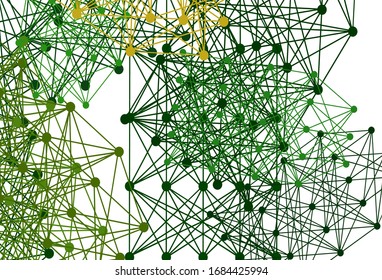 Light Green, Red vector backdrop with artificial intelligence data. Colored AI structure with gradient lines and dots. Design for depiction of cyber innovations.