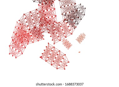 Light Green, Red vector backdrop with artificial intelligence data. Abstract illustration with links and dots of AI. Smart design for promotion of bid data.