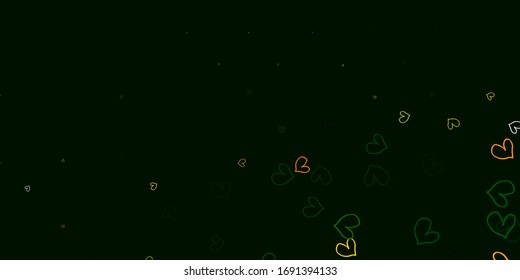 Light Green, Red vector backdrop with sweet hearts. Decorative shining illustration with hearts on abstract template. Pattern for marriage gifts, congratulations.
