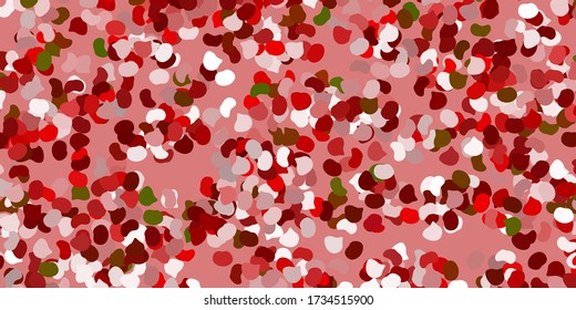 Light green, red vector backdrop with chaotic shapes. Colorful abstract forms with gradient in simple style. Modern design for your ads.