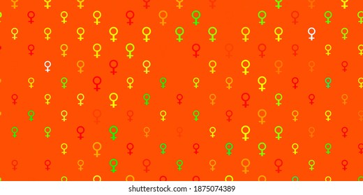 Light Green, Red vector backdrop with women power symbols. Illustration with signs of women strength and power. Best design to show the power of women.