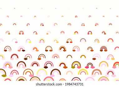 Light Green, Red vector backdrop with rainbows, clouds. Abstract illustration with gradient rainbow shapes. Design for support events.