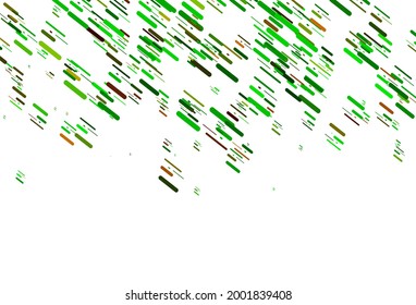 Light Green, Red vector backdrop with long lines. Glitter abstract illustration with colored sticks. Pattern for business booklets, leaflets.