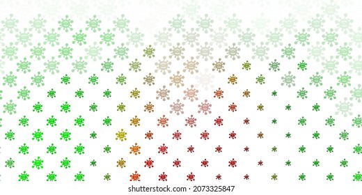 Light Green, Red vector backdrop with virus symbols. Abstract illustration with biological gradient shapes. Simple design against epidemic information.