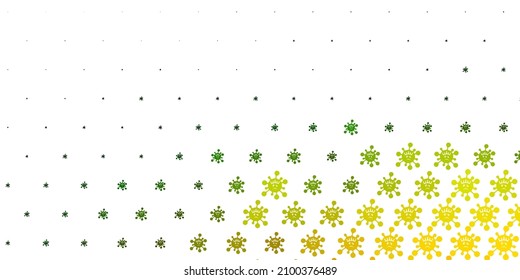 Light Green, Red vector backdrop with virus symbols. Colorful  gradient illness symbols in simple abstract style. Design for biohazard warning.