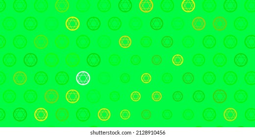 Light Green, Red vector backdrop with mystery symbols. Retro design in abstract style with witchcraft forms. Best design halloween events.