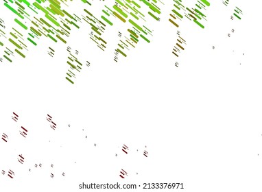Light Green, Red vector backdrop with long lines. Glitter abstract illustration with colored sticks. Pattern for ads, posters, banners.