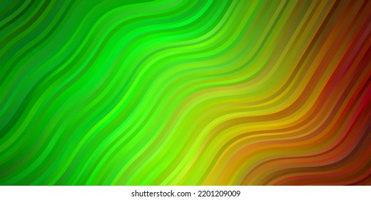 Light Green, Red vector backdrop with circular arc. Colorful illustration with curved lines. Smart design for your promotions.