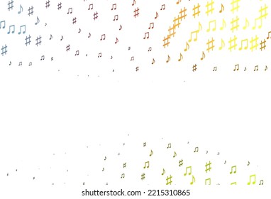 Light Green, Red vector backdrop with music notes. Isolated colorful music keys on abstract background. Pattern for festival leaflets.