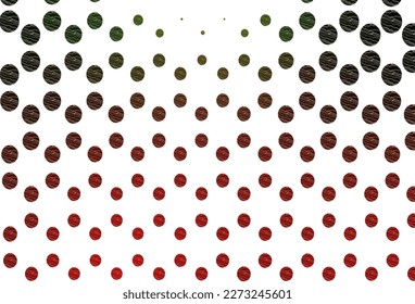 Light green, red vector backdrop with dots. Beautiful colored illustration with blurred circles in nature style. Template for your brand book.