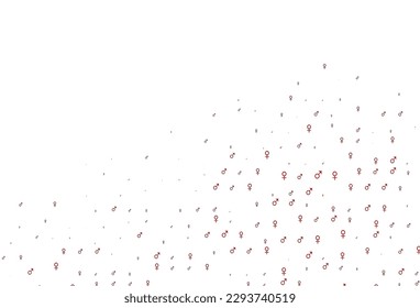 Fondo vectorial rojo verde claro con señales de género. Ilustración abstracta con símbolos de género de gradiente colorido. Diseño sencillo para comerciales de TV.