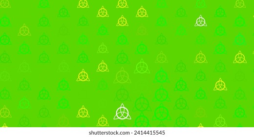 Light Green, Red vector backdrop with mystery symbols. Illustration with magical signs of spiritual power. Best design halloween events.