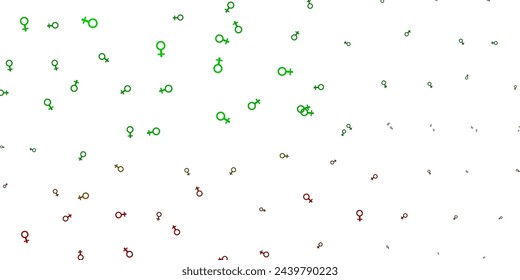 Light Green, Red vector backdrop with woman's power symbols. Simple design in abstract style with women’s rights activism. Elegant design for wallpapers.