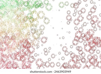Light Green, Red vector backdrop with dots. Illustration with set of shining colorful abstract circles. Design for business adverts.