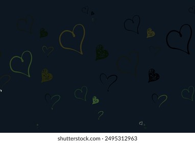Light Green, Red vector backdrop with sweet hearts. Beautiful abstract hearts on colorful gradient background. Template for Valentine's greeting postcards.