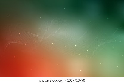 Light Green, Red vector background with bubbles. Glitter abstract illustration with blurred drops of rain. The pattern can be used for ads, leaflets of liquid.