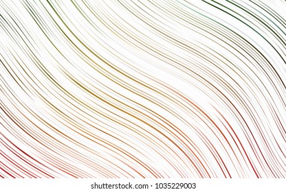 Light Green, Red vector background with bent ribbons. A sample with blurred bubble shapes. A completely new marble design for your business.