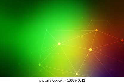 Light Green, Red vector background with dots and lines. Colorful illustration with circles and lines in futuristic style. Pattern can be used as texture of wallpapers.