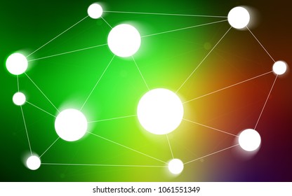 Light Green, Red vector background with bubbles, lines. Illustration with set of colorful abstract circles and lines. Pattern can be used for futuristic ad, booklets.