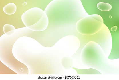 Light Green, Red vector background with bent ribbons. A sample with blurred bubble shapes. Memphis design for your web site.
