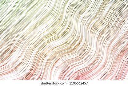 Light Green, Red vector background with liquid shapes. Glitter abstract illustration with wry lines. A completely new template for your business design.