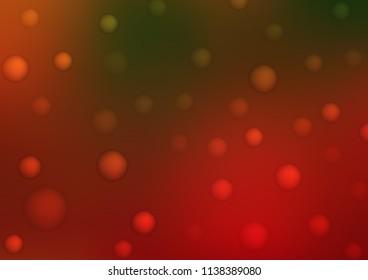 Light Green, Red vector background with dots. Blurred decorative design in abstract style with bubbles. New design for ad, poster, banner of your website.