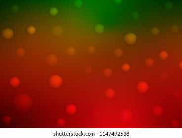 Light Green, Red vector background with bubbles. Blurred bubbles on abstract background with colorful gradient. New design for ad, poster, banner of your website.