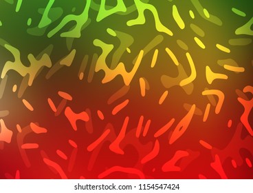 Light Green, Red vector background with bent ribbons. Creative illustration in halftone marble style with gradient. A new texture for your  ad, booklets, leaflets.
