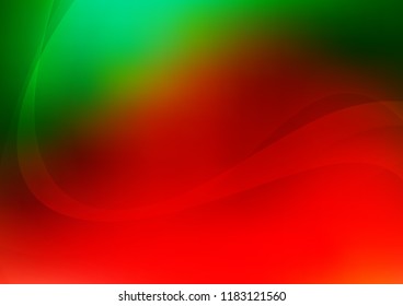 Light Green, Red vector background with bent lines. Glitter abstract illustration with wry lines. Brand new design for your ads, poster, banner.
