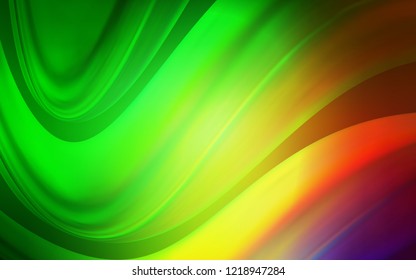 Light Green, Red vector background with liquid shapes. Blurred geometric sample with gradient bubbles.  A completely new template for your business design.