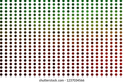 Light Green, Red vector background with bubbles. Glitter abstract illustration with blurred drops of rain. Pattern for ads, booklets.