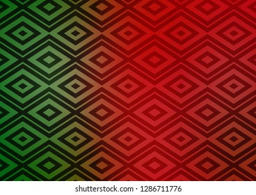 Light Green, Red vector background with lines, rhombuses. Glitter abstract illustration with colorful lines, rhombuses. Backdrop for TV commercials.
