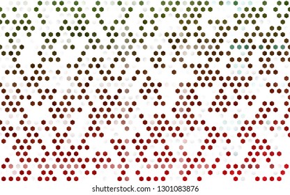 Light Green, Red vector background with hexagons. Design in abstract style with hexagons. Pattern for texture of wallpapers.