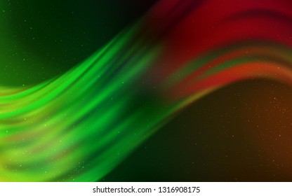 Light Green, Red vector background with astronomical stars. Shining colored illustration with bright astronomical stars. Best design for your ad, poster, banner.