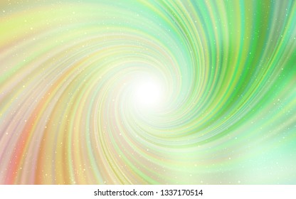 Light Green, Red vector background with galaxy stars. Glitter abstract illustration with colorful cosmic stars. Pattern for futuristic ad, booklets.