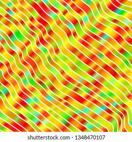 Light Green, Red vector background with bent lines. Illustration in halftone style with gradient curves. Template for cellphones.