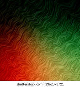 Light Green, Red vector background with curves. Abstract illustration with gradient bows. Best design for your posters, banners.