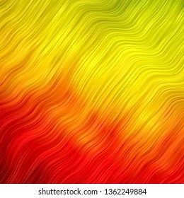 Light Green, Red vector background with lines. Colorful geometric sample with gradient curves.  Best design for your ad, poster, banner.