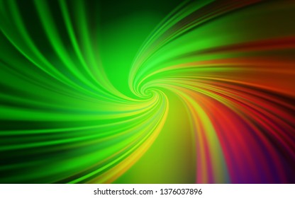 Light Green, Red vector background with wry lines. Colorful geometric sample with gradient lines.  Colorful wave pattern for your design.