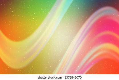 Light Green, Red vector background with astronomical stars. Blurred decorative design in simple style with galaxy stars. Smart design for your business advert.