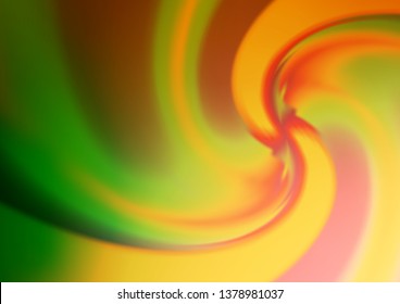 Light Green, Red vector background with curved circles. Shining illustration, which consist of blurred lines, circles. New composition for your brand book.