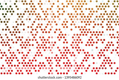 Light Green, Red vector background with hexagons. Illustration of colored hexagons on white surface. Pattern for ads, leaflets.