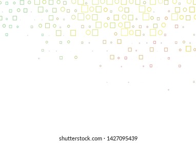 Light Green, Red vector background with circles, rectangles. Decorative design in abstract style with circles, rectangles. Pattern of water, rain drops.